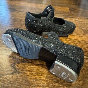 Bloch Toddler/Little Girl's Black Sparkly Glitter Tap Shoes Size 7 Snap Close